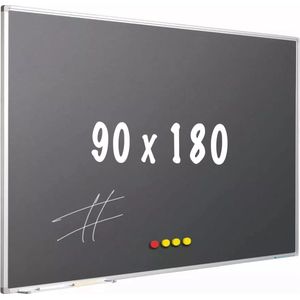 Krijtbord PRO Kelley - Magnetisch - Schoolbord - Eenvoudige montage - Emaille staal - Grijs - 90x180cm