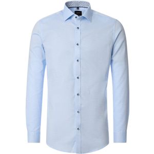 VENTI - Body Fit Overhemd - Blauw - Strijkvriendelijk