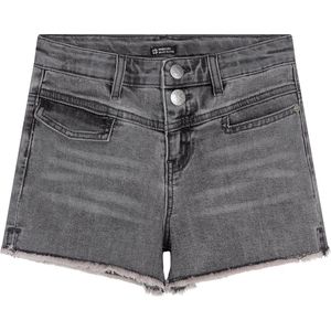 Meisjes jeans short pocket - Licht grijs denim