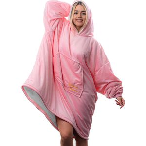 Baleine Home Hoodie Flanel Fleece Deken Met Mouwen - roze - hoodie deken met mouwen - hoodie heren - hoodie dames - hoodie blanket