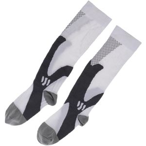 ATTREZZO® Duopack Sport Compressie kousen – Compressie sokken – Steunkousen - sport vliegtuig hardlopen – Wit – maat L/XL