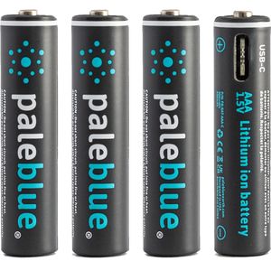 Pale Blue Earth - AAA USB-C oplaadbare batterijen (4x) - Lithium - lichter, sneller opladen, hoger vermogen, duurzaam - 1% for the planet