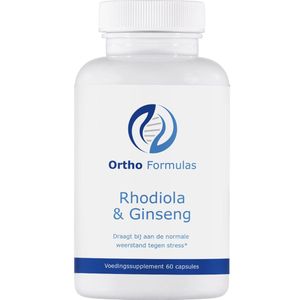 Rhodiola & Ginseng - 300 mg - 60 capsules - ondersteuning immuunsysteem - concentratie - geheugen - normale bloeddruk - vegan