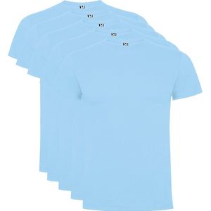 5 Pack Roly Dogo Premium Heren T-Shirt 100% katoen Ronde hals Licht Blauw, Maat S