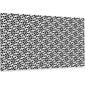 Tulup PVC Wandpaneel - Bloemenpatroon Vinyl Wandpaneel - 100 cm x 50 cm - Zwart en wit PVC Muurpaneel - 1 stuk - Zelfklevend Wandpaneel - Mozaïek Wandbekleding - Zelfklevende Wandbekleding - Plaktegels Keuken en Badkamer