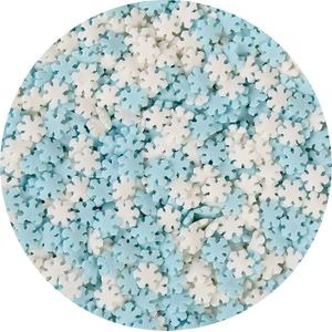 BrandNewCake® Eetbare Taart Confetti Sneuwvlokken Blauw/Wit 50gr - Taartdecoratie Sprinkles - Strooisel - Taartversiering