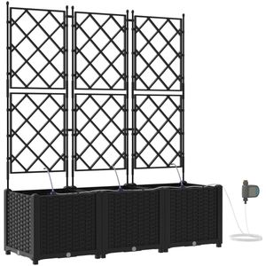 vidaXL - Tuinplantenbakken - met - Waterirrigatiesysteem - 3 - stuks - Zwart