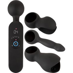 Couples Choice Wand Vibrator met Opzetstukken - 12 Stille Vibratiestanden en Warmte Functie - LED Display voor Eenvoudige Bediening 16 cm