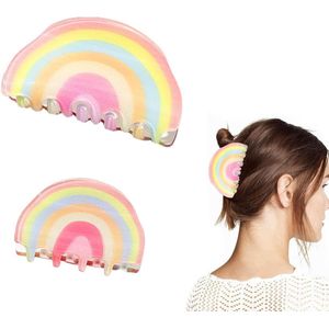 Prachtige Regenbooghaarclip – Antislip en Elegant Perfect voor Alle Haartypes Dé Must-Have Acryl Acetaat jaren 90 Haaraccessoire voor Vrouwen en Meisjes