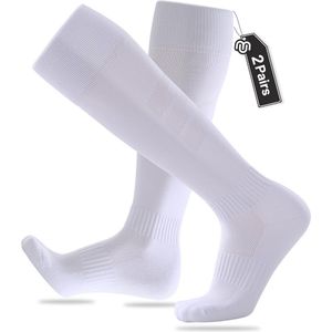 Closemate Men's Sports Socks 2 Pair Non-slip Football Socks Compression Knee High Padded Stocking Socks Athletic Long Training Socks