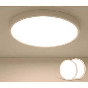 Goeco plafondlampen - 30cm - Medium - Set van 2 - LED - 24W - 2700LM - 3000K - warm licht - ultradunne - rond - IP44 - voor badkamer slaapkamer keuken woonkamer balkon
