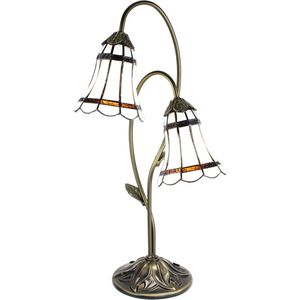 Lumilamp Tiffany Tafellamp 61 cm Bruin Wit Polyresin