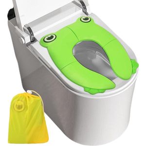 Opvouwbare toiletbril voor kinderen - draagbaar en ideaal voor op reis - met antislip siliconen pads - inclusief handige tas