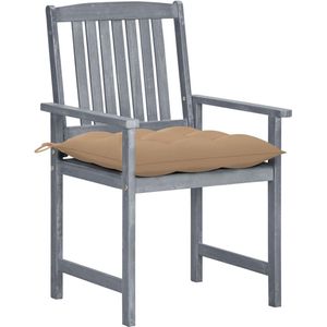 vidaXL Tuinstoelen 8 st met kussens massief acaciahout grijs - Tuinstoel - Tuinstoelen - Buitenstoel - Buitenstoelen
