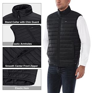 Inpakbaar gewatteerd vest voor heren - multifunctioneel outdoor sportvest met opstaande kraag en 5 zakken