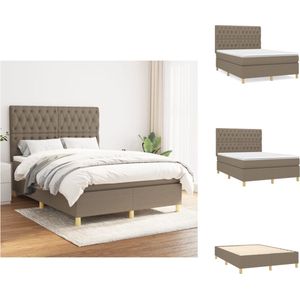 vidaXL Boxspringbed - Comfort Premium - Bed - 193 x 144 x 118/128 cm - Taupe - Matras- 140 x 190 x 20 cm - Pocketvering - Bed