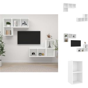 vidaXL Televisiewandmeubelset - Tv-meubel - 37 x 37 x 72 cm - Wit hout - Kast