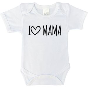 Romper - I love mama - maat: 86 - korte mouwen - kleur: wit - 1 stuks - rompertje - rompers - rompertjes - baby born - geschenk aankondiging - zwanger - geschenk - geschenk cadeau - cadeau - baby