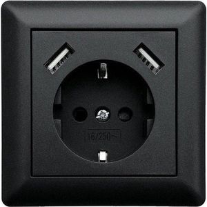 Wandcontactdoos Met Randaarde - Stopcontact - Inbouw - zwart