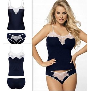 DKaren Merce | viscose hemise setje met kant | maten: S-2XL | marineblauw | M/L