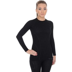 Brubeck | Thermo Ondergoed - Dames Active Wool Naadloos Shirt - Lange Mouw met Merino Wol - Zwart S