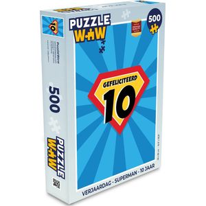 Puzzel Verjaardag - Superman - 10 Jaar - Legpuzzel - Puzzel 500 stukjes