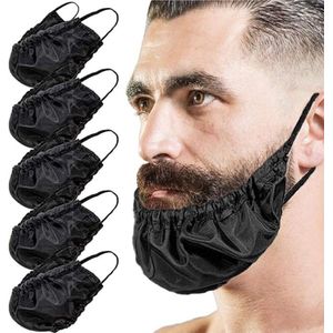 Baardkap - Baardkap - Baardkap - Baardkap - Set van 5 Baardkap Gezichtsmasker Baardkap Baardkap Heren Baard Tulbandhoes Verstelbare Gezichtsbeharing Schort Beschermkapje Bedtijd Slabbetje Kap (Zwart)