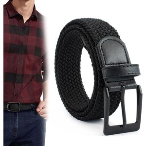 Gevlochten elastische riem zonder gaten - Zwart, 105 cm, unisex