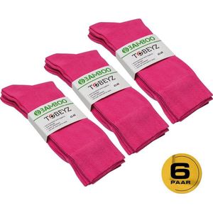 Tobeyz Hoogwaardig Bamboe Sokken - 6 paar in kleur Roos - Bamboe 80% - Maat 43/46 - Dames en Heren