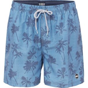 Happy Shorts Heren Zwemshort Palmboom Print Blauw - Maat S - Zwembroek