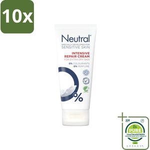 10 x Neutral - Bodycrème - Intensive Repair Cream - Gevoelige huid - 100 ml - Grootverpakking - Droge Huid - Gevoelige Huid - Bodycrème - Voedende Crème - Parfumvrije Crème