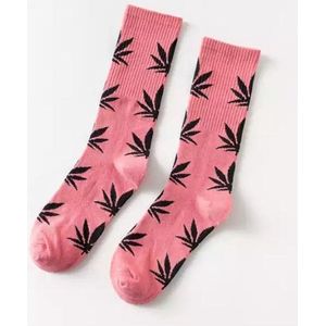 Wietsokken - Cannabissokken - Wiet - Cannabis - zalm-zwart - Unisex sokken - Maat 36-45