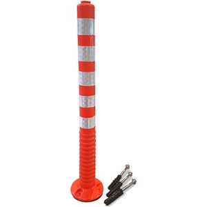 Afzetpaal Flexpaal Oranje | 100 cm hoog - Veert terug - Reflecterende banden - Inclusief schroefbouten | Barrière - Afzetting | Veiligheid - Verkeer | De Veiligheids-winkel