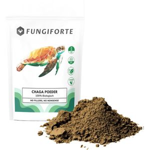 FungiForte Chaga Poeder - 100 gram - Chaga poeder - Non-GMO - Lab Tested - Weerstand verhogen - Paddenstoel supplement