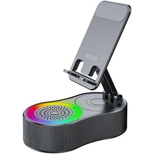 Bluetooth-luidsprekerstandaard, 360° draaibare multifunctionele audio- en videostandaard met HiFi-surroundgeluid, draagvermogen van 8 kg voor telefoons en tablets, TWS/FM/RGB/NFC