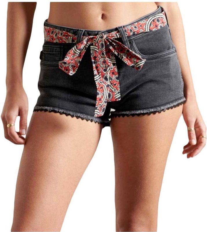 Superdry - Lace Hot - Korte Jeans - Zwart - 5 Pocket Ontwerp