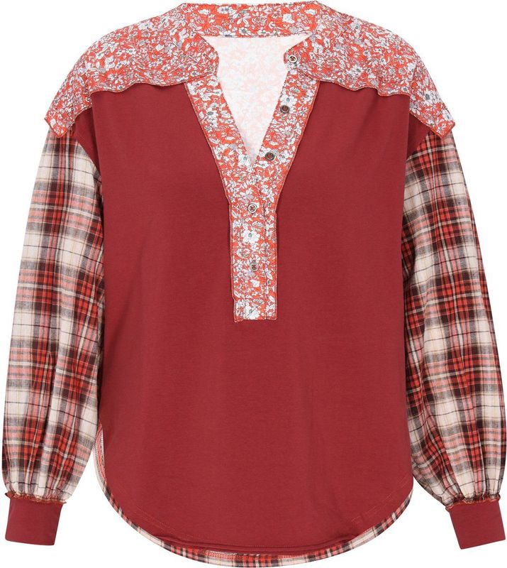 usha - FESTIVAL - Blouse - Bruin Rood Wit - Wijde Blouse