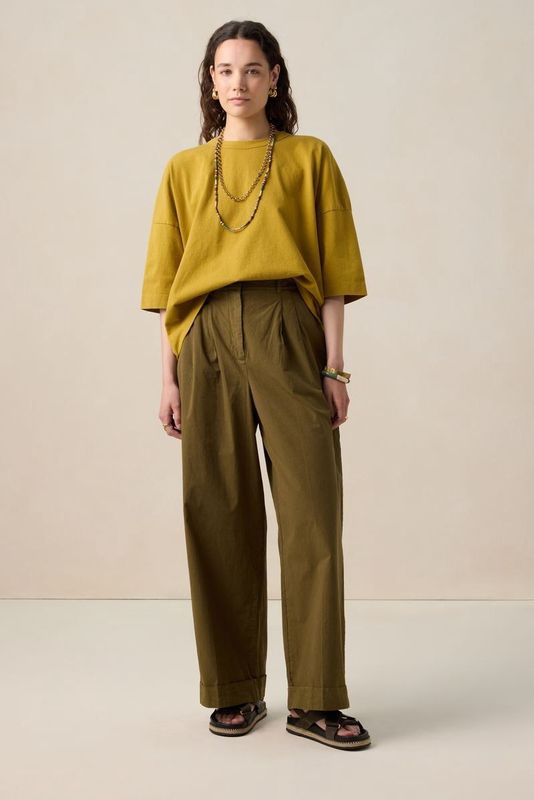 Sissy-Boy - Donkergroene mid waist poplin broek