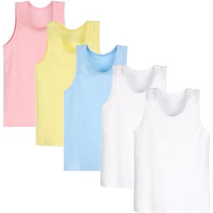 Meisjes Tanktops Set van 5 - Zachte Mouwloze Tops voor Kinderen, Perfect voor Dans en Gym