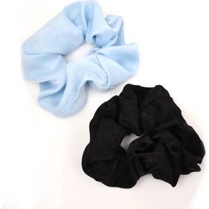 Scrunchie | Scrunchies pack | Set Dark | Scrunhcie zwart | Scrunchie blauw | Haaraccessoire | Haarelastiek