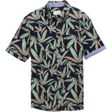 TOM TAILOR - 1045090 - Herenhemd - Marineblauw - Korte Mouwen - Meerbladig Design