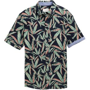 TOM TAILOR - 1045090 - Herenhemd - Marineblauw - Korte Mouwen - Meerbladig Design