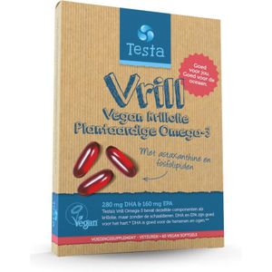 Testa Omega-3 Algenolie - Vegan Krill Olie met Hoge Concentratie Omega 3 - 100% Plantaardig Voedingssupplement - 60 Capsules