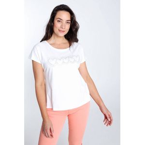 Cassis T-shirt met verzilverde strass in hartjesvorm