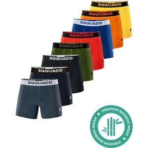 SQQUADD® Bamboe Ondergoed Heren - 8-pack Boxershorts - Maat S - Comfort en Kwaliteit - Voor Mannen - Bamboo - Zwart/Grijs/Groen/Rood/Blauw/Oranje/Geel/Donkerblauw