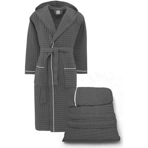 Zachte Uniseks Badjas met Capuchon van Katoen - Sneldrogend Antraciet
