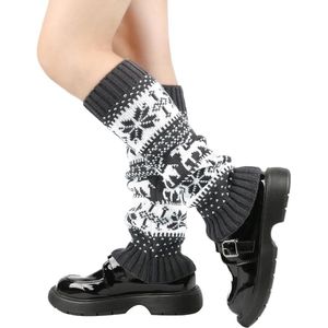 Dames beenwarmers winter gebreide beenwarmers Bohemen kousen legwarmers legging kerstkous - donkergrijs