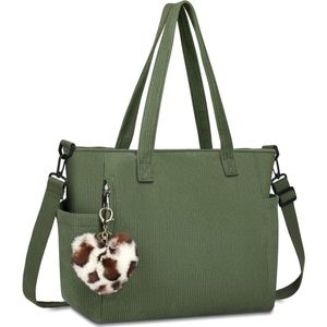 Schoudertas met grote capaciteit - Corduroy - groen - trendy