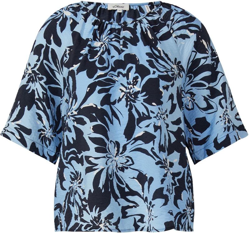 s.Oliver - Blouse - Viscoseblend - Ruches - Korte Raglanmouwen