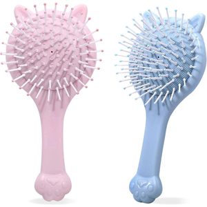 Kleine Haarborstels voor Kinderen - 2 Stuks Zonder Trekken, Ontwarringsborstel voor Nat en Droog Haar (Roze, Blauw)